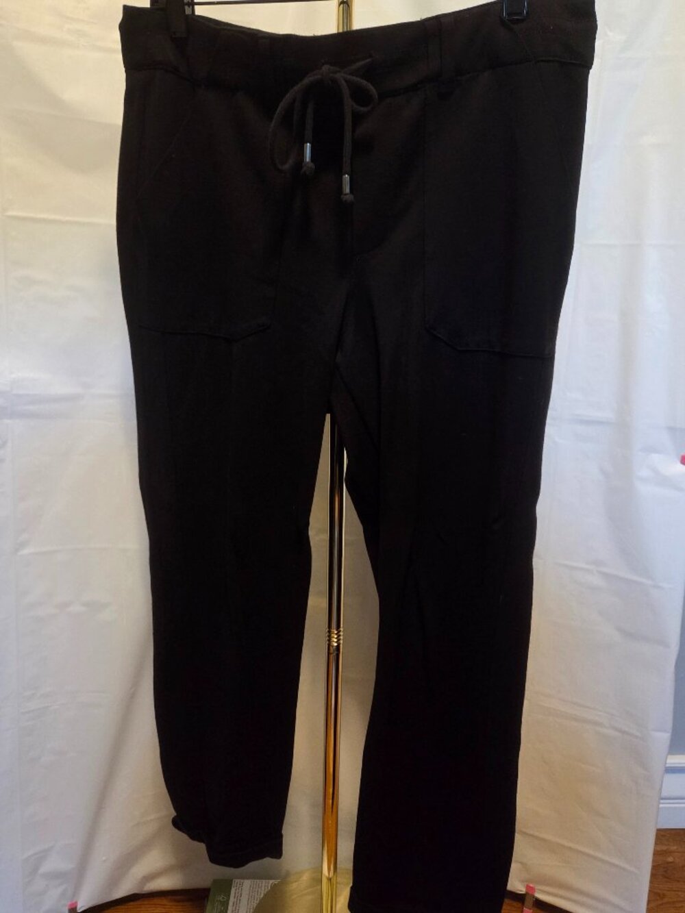 Democracy "Ab"solution Black High Rise Drawstring Cropped Pants Size L